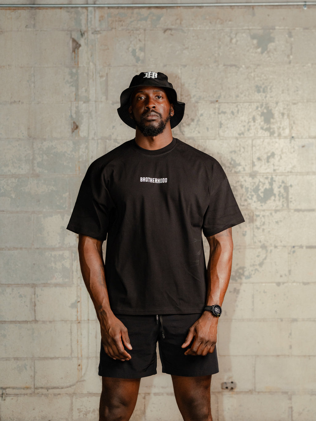 BROTHERHOOD BOXY TEE IN BLACK