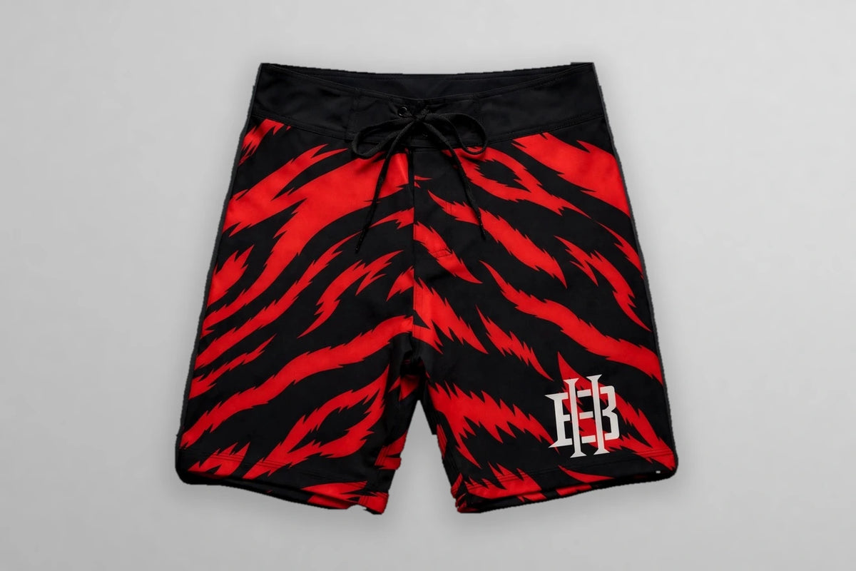 TIGER BOARDSHORTS IN RED